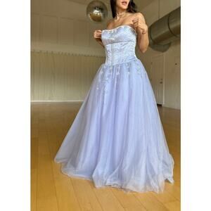 Alyce Designs Women's 16 Gown Lavender Floral Sequin Prom Vintage Fairy Y2K